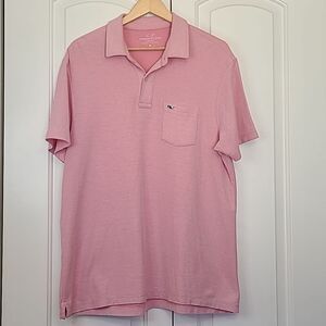Vinard Vines Classic Reverse Oxford Pique Polo Pink Size M